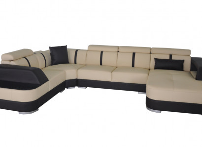 Wunnlanschaft Designer Sofa mat USB Grouss Polster Lieder Sofas Eck Sëtz Schwaarz