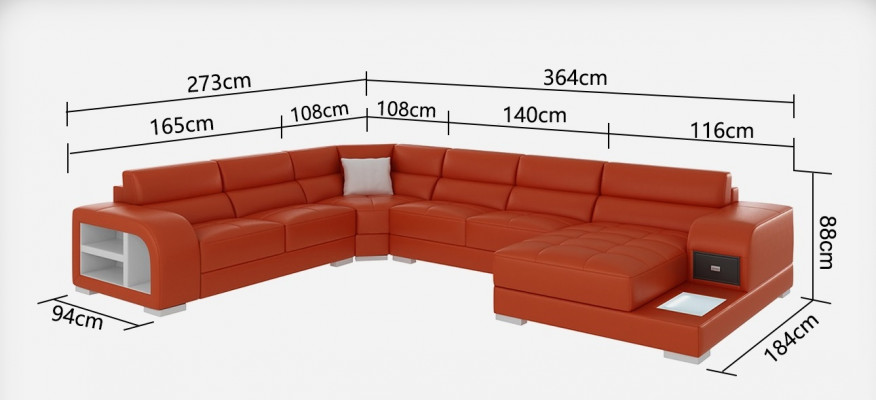 Modern Ledersofa Couch Design Wohnlandschaft Ecksofa Eck Garnitur Sofa Luucht USB