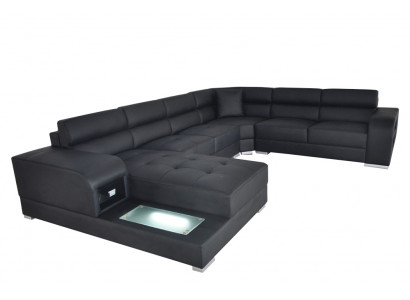 Lieder Sofa Couch Wunnlandschaft Design Garnitur Modern Eck Sofa U-Form mat USB