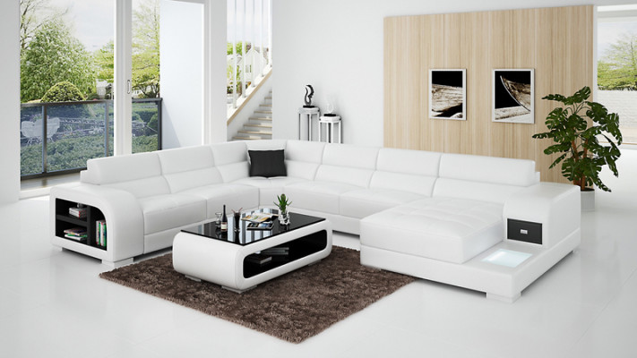 Lieder Sofa Couch Wunnlandschaft Design Garnitur Modern Eck Sofa U-Form mat USB