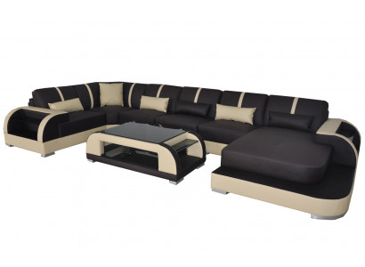 Lieder Canapé mat USB, Gestofféiert Sëtz Garnitur Modernen Design Wunnlandschaft Sofas