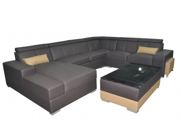Modern Couch Canapé Ecksofa Sitzeck Lieder Canapé Gepolstert Wunnlandschaft USB