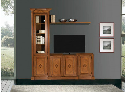 Schaf Vitrinn Holz Wunnzëmmer Miwwelen TV Schiefwand Moderne Design Wunnwand