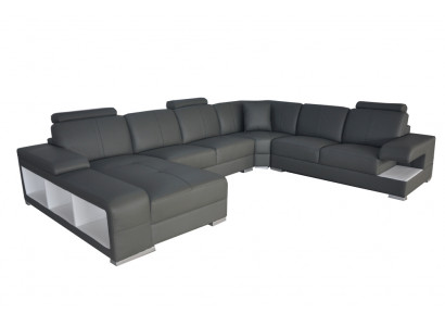 Ledercouch Couch Wunnlandschaft Garnitur Design Modern Eckcouch U-Form Nei G8028