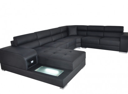 Ledersofa Canapé Wunnlandschaft Garnitur Design Modern Eckent Canapé U-Form G8029