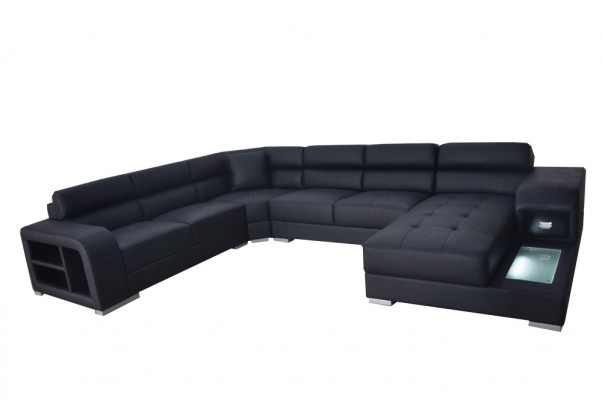 Ledersofa Canapé Wunnlandschaft Garnitur Design Modern Eckent Canapé U-Form G8029