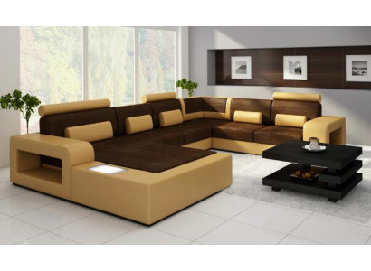 Sofa Sofagarnitur Stoff Textil Lieder Sofa mat Beliichtung Wunnlandschaft Couch !