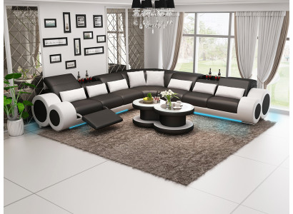 Ledersofa Canapé Wunnlandschaft Eckcanapé Eck-Garnitur Design Modern Canapé G8035C