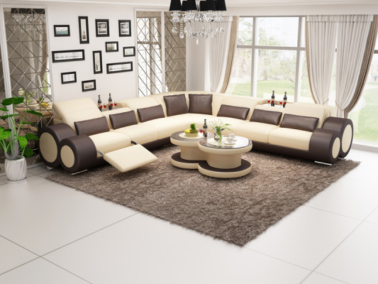 Ledersofa Canapé Wunnlandschaft Eckcanapé Eck-Garnitur Design Modern Canapé G8035C