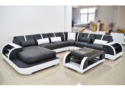 Sofa Canapé Polster Eck Garnitur Stoff Sofas Lieder Ecksofa U-Form Wunnlandschaft