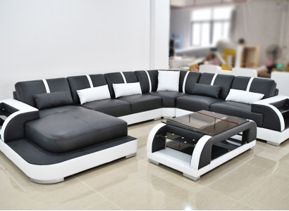 Sofa Canapé Polster Eck Garnitur Stoff Sofas Lieder Ecksofa U-Form Wunnlandschaft
