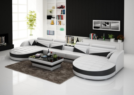 Modernen Design U-Form Ecksofa fir e stilvollt Wunnzëmmer