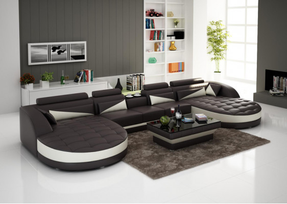 Modernen Design U-Form Ecksofa fir e stilvollt Wunnzëmmer