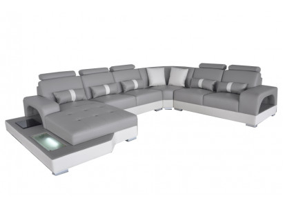 Lieder Ecksofa Wunnlandschaft Garnitur Design Modern Canapéen Sofaen mat USB LED Neit