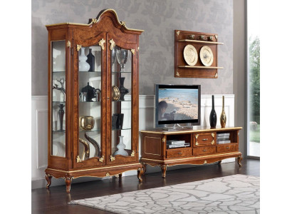 Italienesch Wunnzëmmer Wunnwand RTV TV Sideboard Schaf Vitrin Wandregal 3-deelg