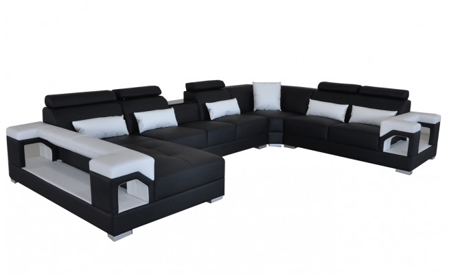 Komplett Set Këssen Ledersofa Wunnlandschaft Ecksofa Garnitur Modern Sofa USB
