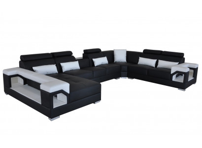 Komplett Set Këssen Ledersofa Wunnlandschaft Ecksofa Garnitur Modern Sofa USB