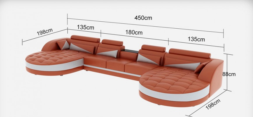 Modern Lieder Sofa Eckcouch Polster Wunnzëmmer Ecksofa U Form Wunnlandschaf USB
