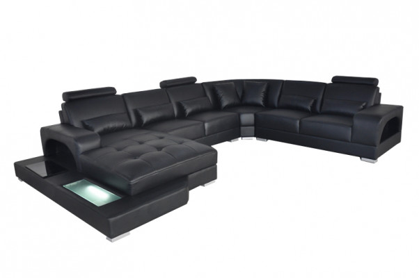 Design Liederpolster Sëtz Ecke Sall Sofa Eck Sofae mat USB Designer Wunn LED