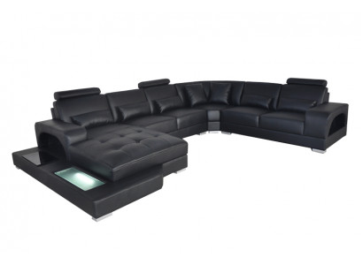 Design Liederpolster Sëtz Ecke Sall Sofa Eck Sofae mat USB Designer Wunn LED