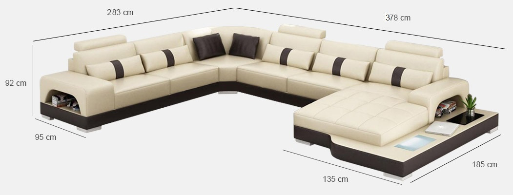 Design Liederpolster Sëtz Ecke Sall Sofa Eck Sofae mat USB Designer Wunn LED