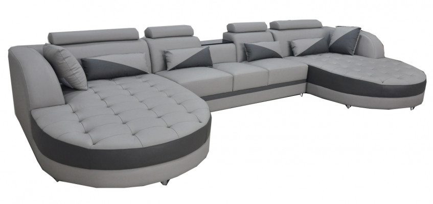 Wunnlandschaft Bettfunktioun Grouw Ecksofa U-Form Couch Design Polster USB Nei