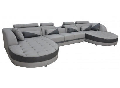 Wunnlandschaft Bettfunktioun Grouw Ecksofa U-Form Couch Design Polster USB Nei
