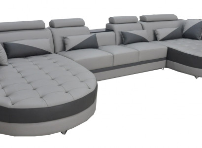 Wunnlandschaft Bettfunktioun Grouw Ecksofa U-Form Couch Design Polster USB Nei