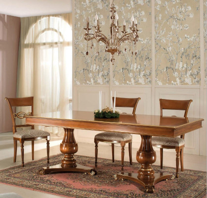 Komplett Set Iessdësch + 6 Still Iesszëmmer Set Iess Grupp Holz Dësch Dëscher 7tlg