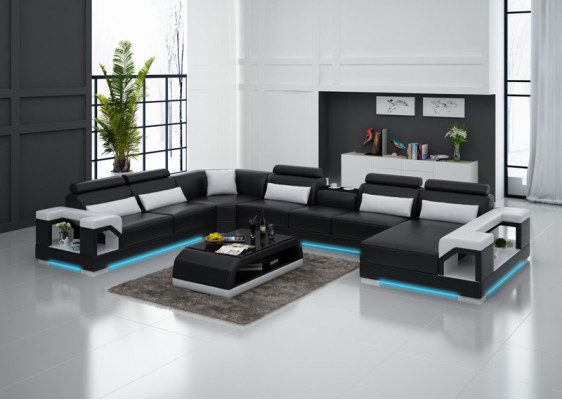 Ledercouch Couch Wunnlandschaft Eckcouch Eck Garnitur Design Modern Sofa G8010 Nei