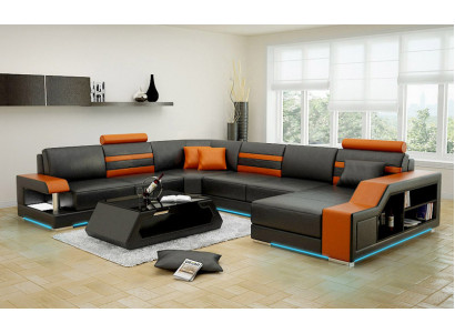 Ledercouch Wunnlandschaft Eckcouch Eck Garnitur Design Modern Neit Sofa L6016