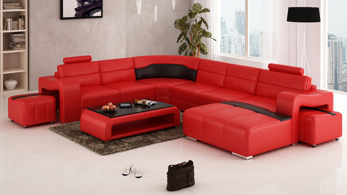 Ledercouch Couch Wunnlandschaft Eckcouch Eck Garnitur Design Modern Couch
