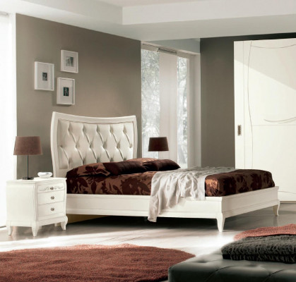 Bett Schlofschlofzëmmer Set Bett 2x Noperldesch Holz Klassesch Italienesche Miwwelen 3 Deeler