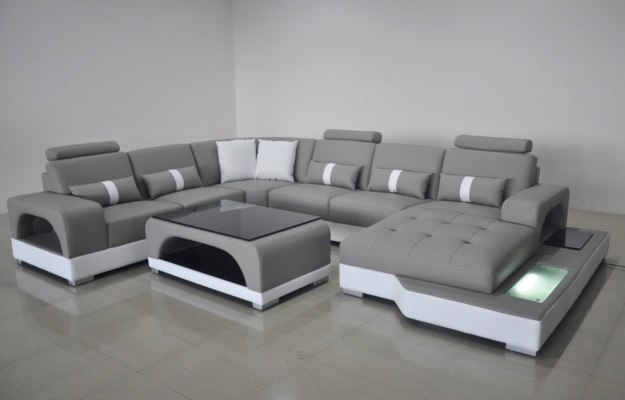 Eckcouch Design Ecksofa U-Form Wunnlandschaft Couche Stoff Lieder Sofassen Polster