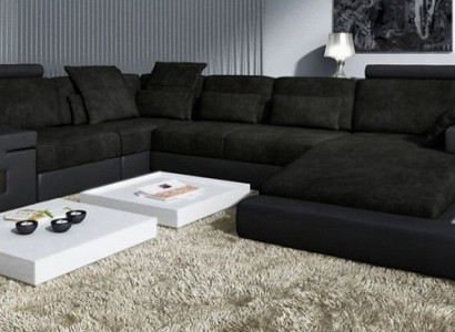 Design Canapé Eckcanapé U-Form Modern gepolstert Wohnzimmer Miwwelen Eckcanapé Textilcanapé
