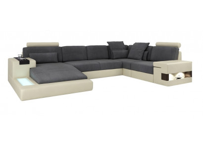 Living Zëmmer Designer Canapé Këssen LiederStoff Sëtz Modern Eckcanopee U-Form