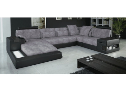 Designer Modern Luxus Textil Canapé U-Form Miwwel mat Schloffunktion gro NEI