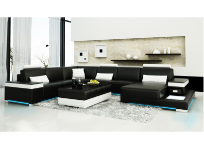 Ledercouch Couch Wunnlandschaft Eckcouch Garnitur Design Modern Nei Sofa Luucht USB