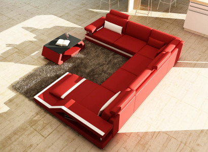 Wunnlandschaft Grouss Modern Liederwon + USB Patentéiert NEI Designer Sofa Eckssofa
