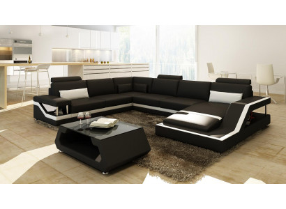 Designer Sofa Ecksofa Wunnlandschaft Grouss Modern Ledersofa +USB Patentéiert NEI