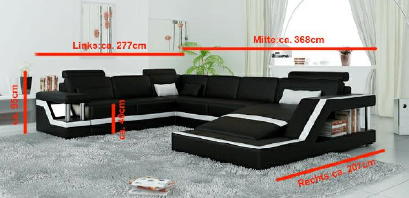Designer Sofa Ecksofa Wunnlandschaft Grouss Modern Ledersofa +USB Patentéiert NEI