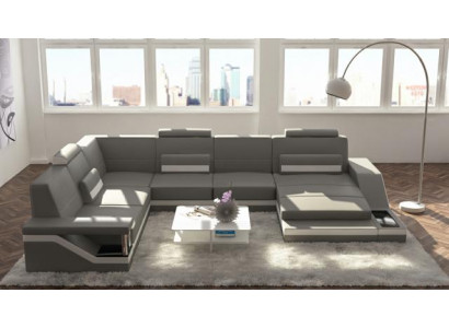 Lieder-Canapé + USB Wohnlandschaft Eckssofa Eck Garnitur Design Canapé Sofa Hamburg