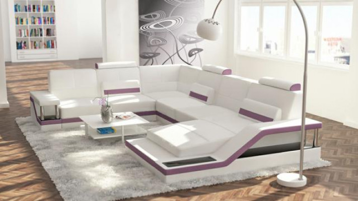 Lieder-Canapé + USB Wohnlandschaft Eckssofa Eck Garnitur Design Canapé Sofa Hamburg