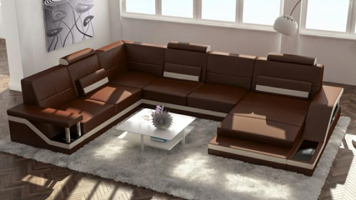 Lieder-Canapé + USB Wohnlandschaft Eckssofa Eck Garnitur Design Canapé Sofa Hamburg