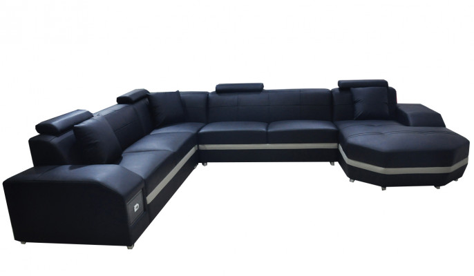 Eck Lieder Modern XXL Canapé Wunnlandschaft Sëtz Polster Canapéen Sofa U-Form Nei