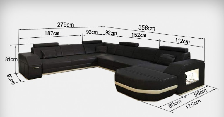 Eck Lieder Modern XXL Canapé Wunnlandschaft Sëtz Polster Canapéen Sofa U-Form Nei