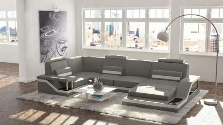 Wunnlandschaft Canapé Polster Canapé Eck Eckcanapé Garnitur Textil Stoff Lieder Canapéen