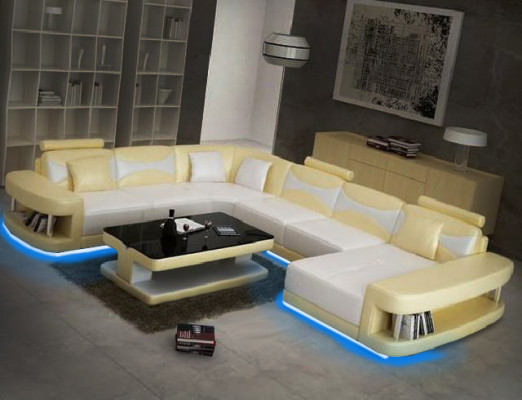 Wunnlandschaft Ecksofa Ecksofa Canapé Polster Miwwelen Garnitur XXL Grouss