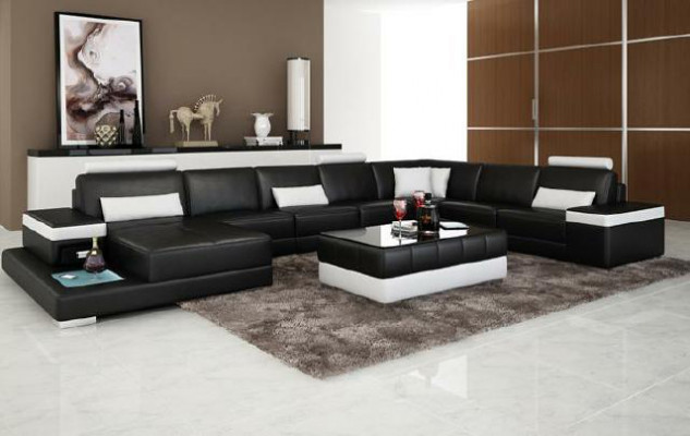 Design XXL Lieder-Sofa "Premium Comfort" mat héichwäertegem kënschtleche Lieder