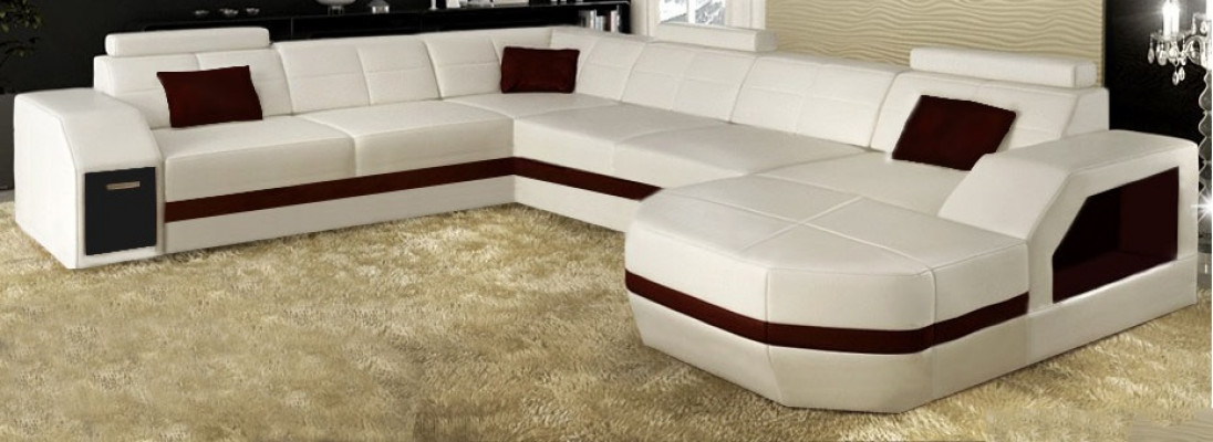 Ledersofa Canapé Wunnlandschaft Ecksofa Eck Garnitur Design Modern Sofa C4011 Nei